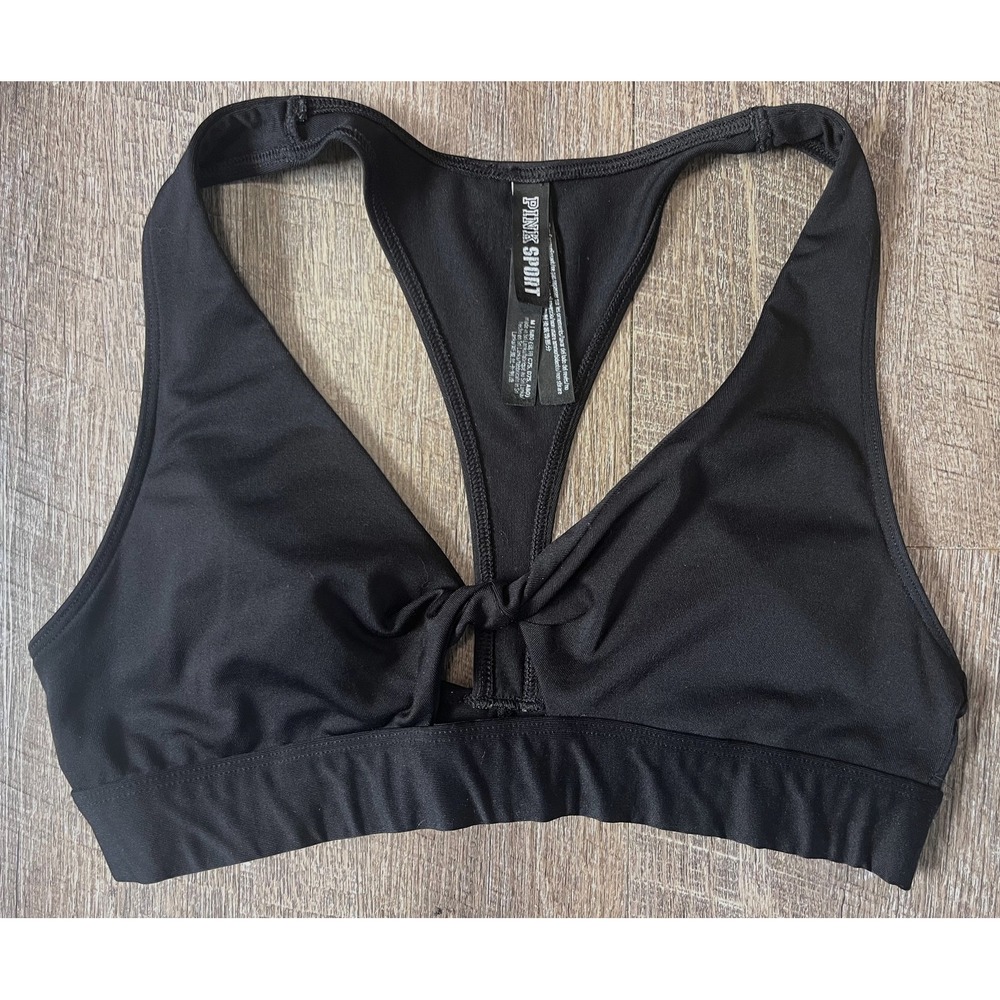 Pink Victoria's Secret Ultimate Twist Front Size M black‎ racerback NWOT